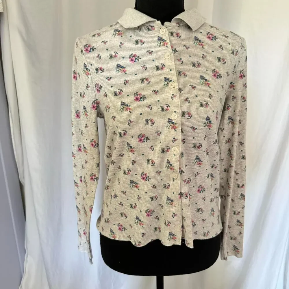 Justice girls xxl 16‎ 18 Floral preppy polo shirt Cottagecore preppy
